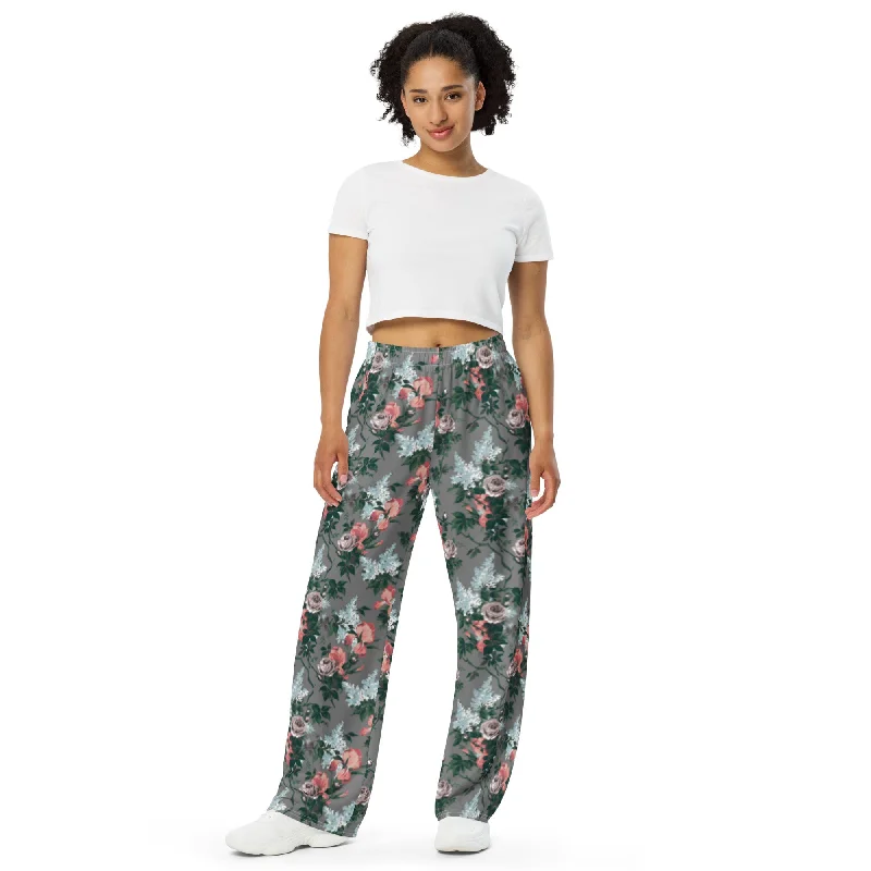 Hattie J'Adore Bella Roses Wide-Leg Lounge Pants | Pinup Couture Relaxed performance Hattie J'Adore Bella Roses Wide-Leg Lounge Pants | Pinup Couture Relaxed performance