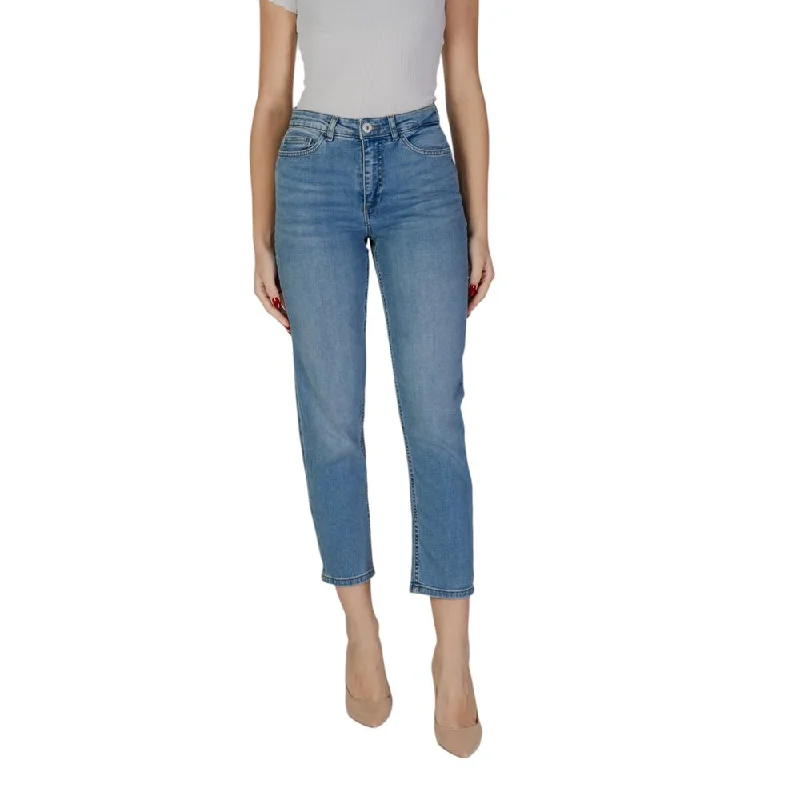ICHI blue Cotton Jeans & Women's Pant Monochromatic All - in - one