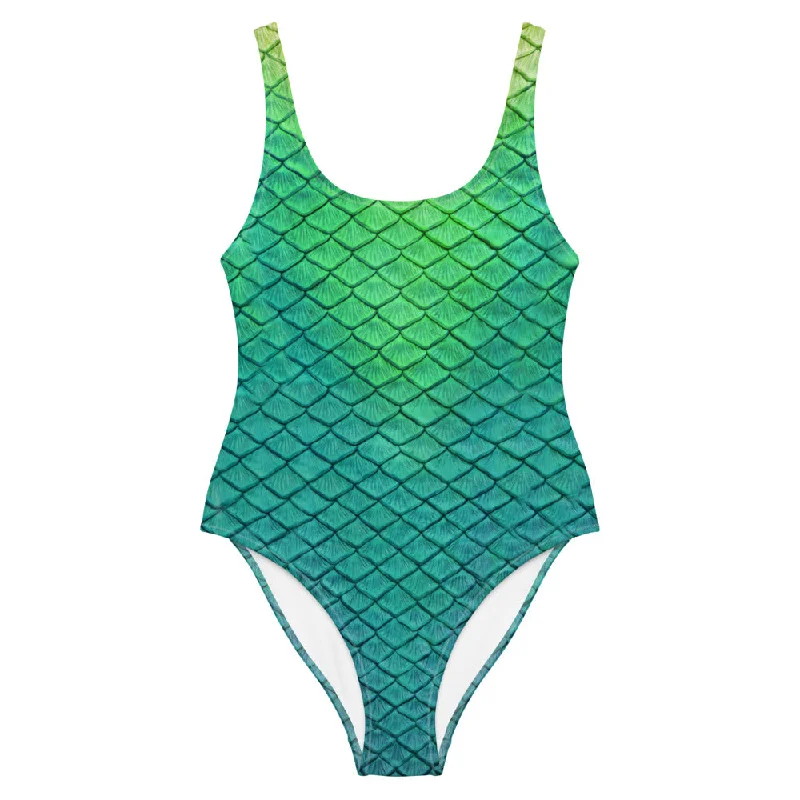 Shoal Green One-Piece Swimsuit Monochromatic Office Style