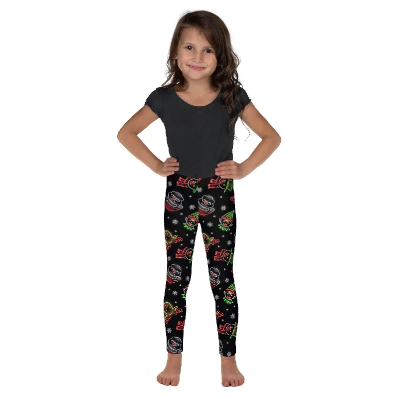 Neon Christmas Kid's Leggings Unique Women's Upcycled