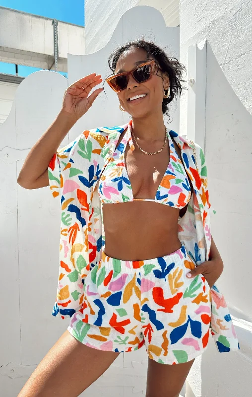 Poolside Halter Top ~ Primary Paradise Scrunch British Gentlewoman Style