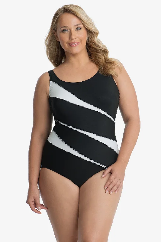 Plus Size Colorblock Helix One Piece Swimsuit Youthful Women's Anime - inspired