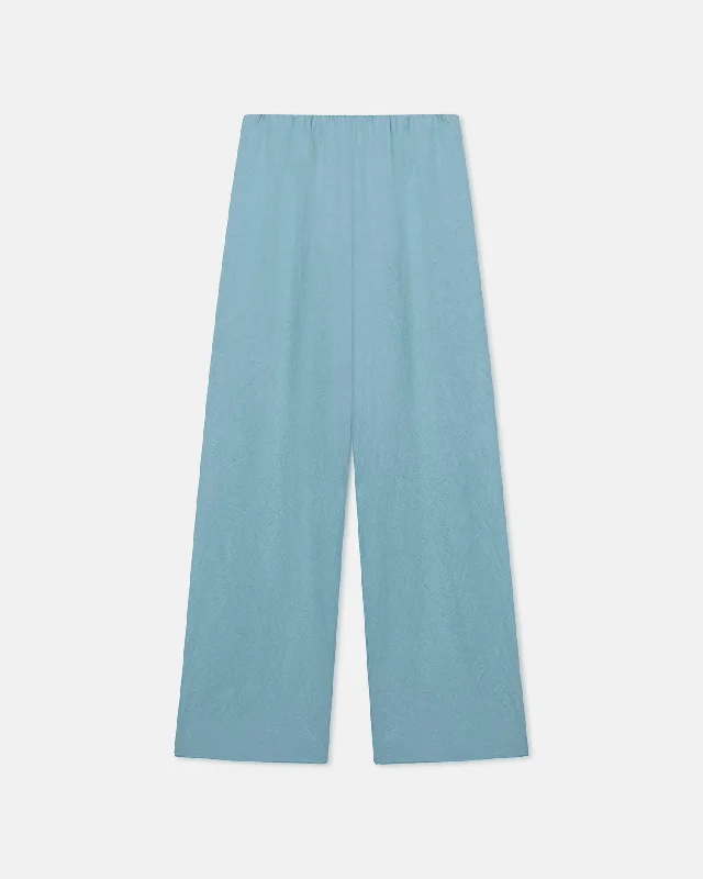 Brenda - Crinkled-Satin Pants - Aqua Gym