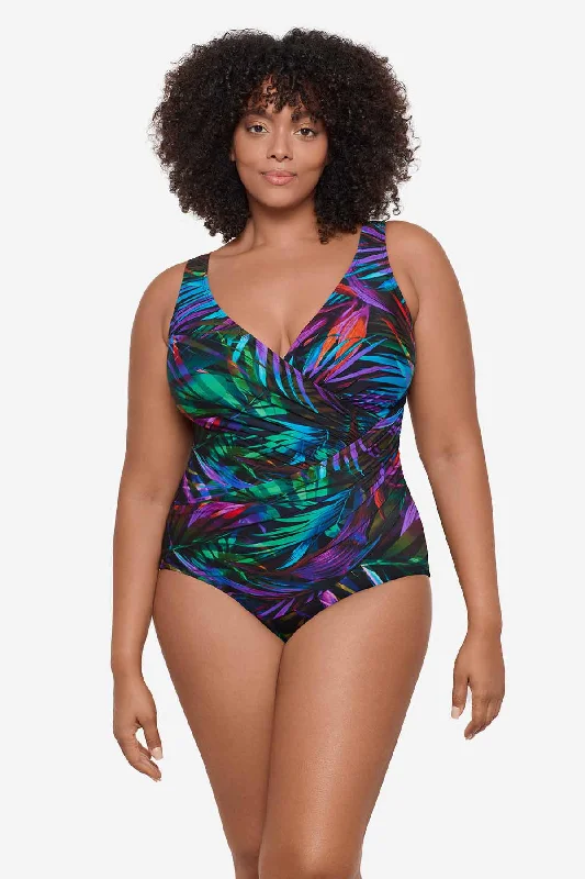 Plus Size Palma Paradiso Oceanus One Piece Swimsuit Stylish Women's Neon