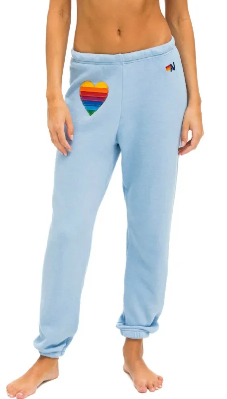 Rainbow Heart Stitch Sweatpants In Ice Earthy Women's Hemp - based