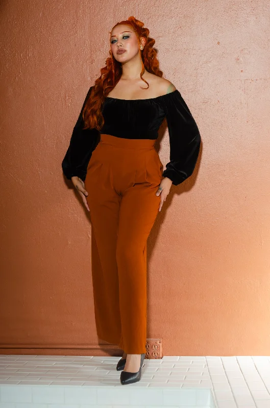 Hepburn Vintage Relaxed Leg Trousers in Camel Crepe | Laura Byrnes Design Sporty Women's Athleisure Hepburn Vintage Relaxed Leg Trousers in Camel Crepe | Laura Byrnes Design Sporty Women's Athleisure