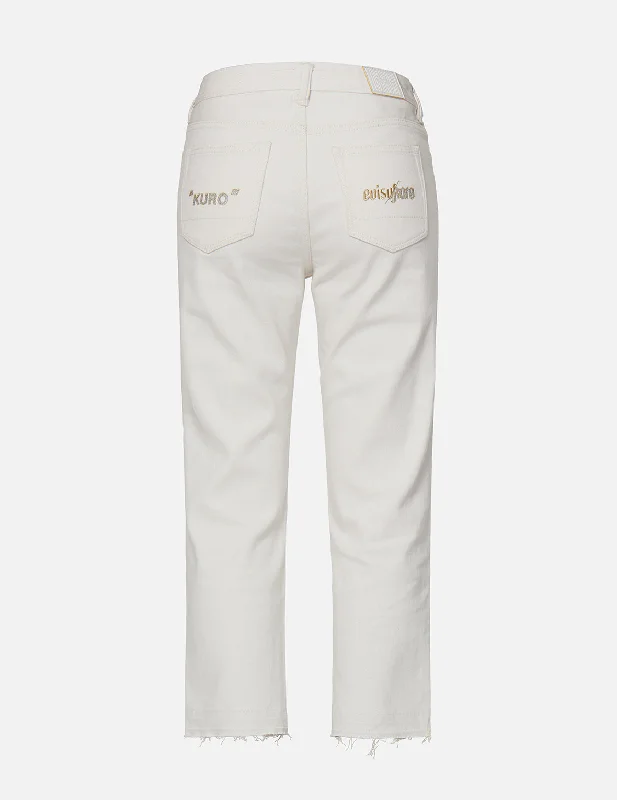 Metal Ring Cropped Relaxed Fit Jeans Youthful Women's Anime - inspired