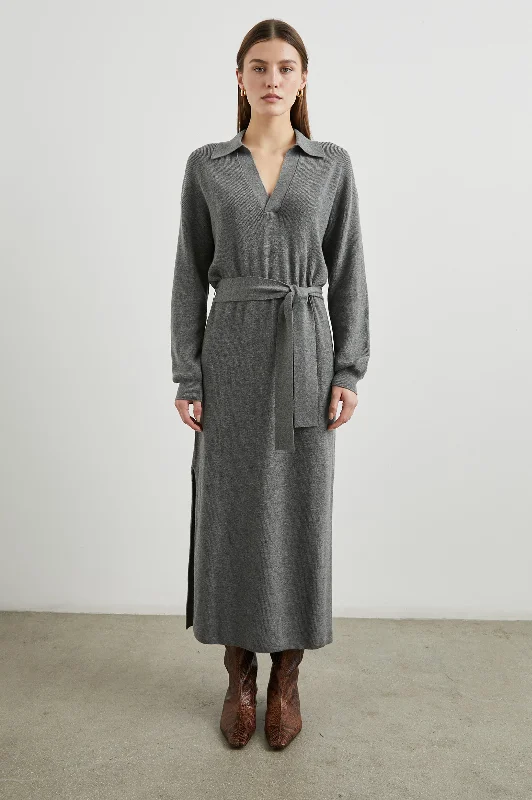 DRU DRESS - HEATHER GREY Cozy Women's Sherpa - lined