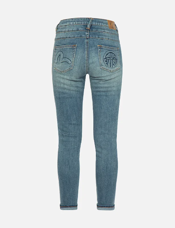 Seagull and Kamon Embossed Skinny Jeans purpose