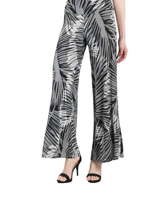 Palm Leaf Palazzo Pant In Black/taupe Sharp Women's Italian