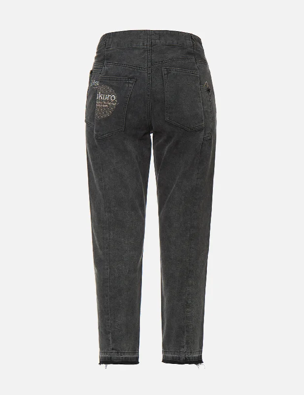 Reworked Panel Embroidered Relax Jeans Elegant Women's 
