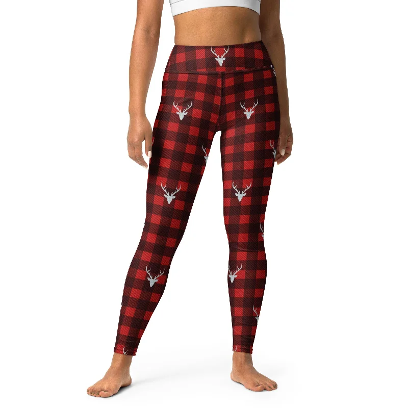 Buffalo Reindeer Print Yoga Leggings Compression