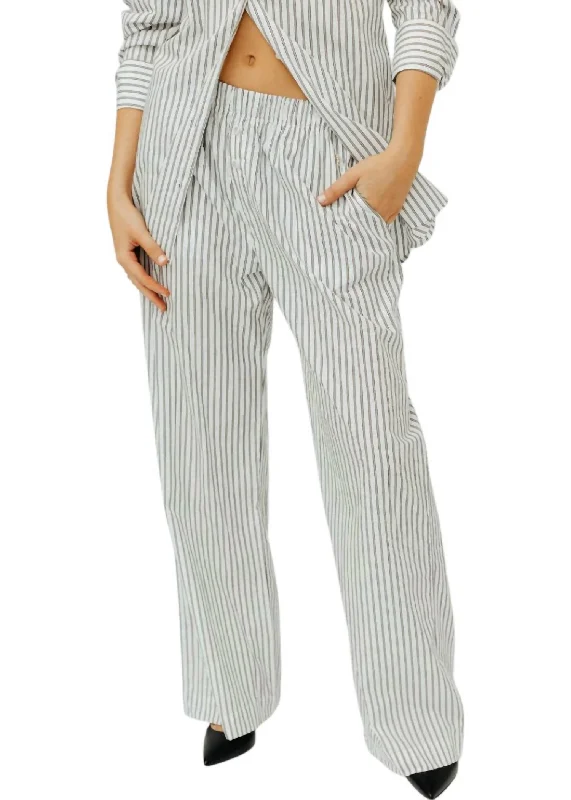 Poplin Lounge Pants In Black/white Stripe Artistic Women's Avant - 