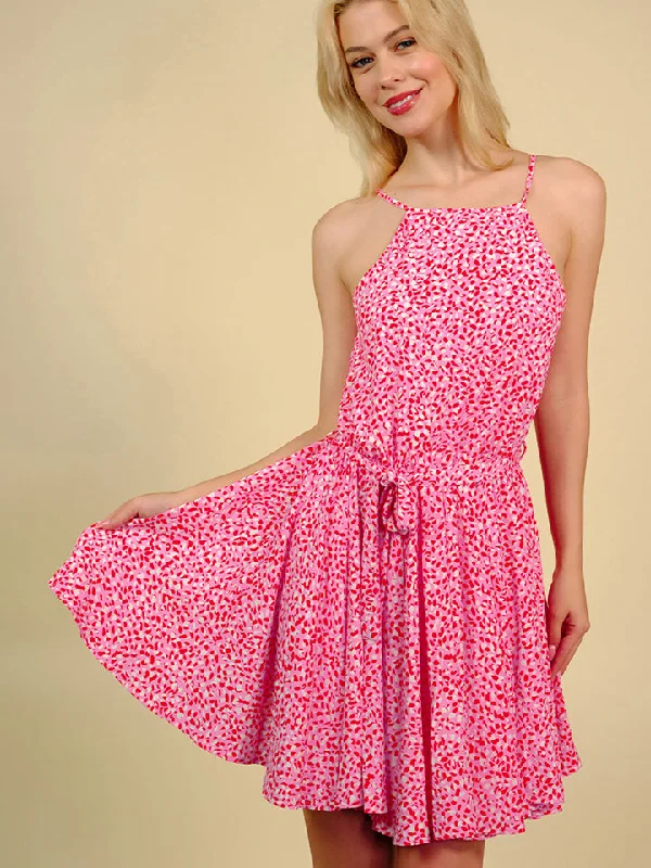 Printed Sleeveless Mini Dress Refined Women's Hand - crafted