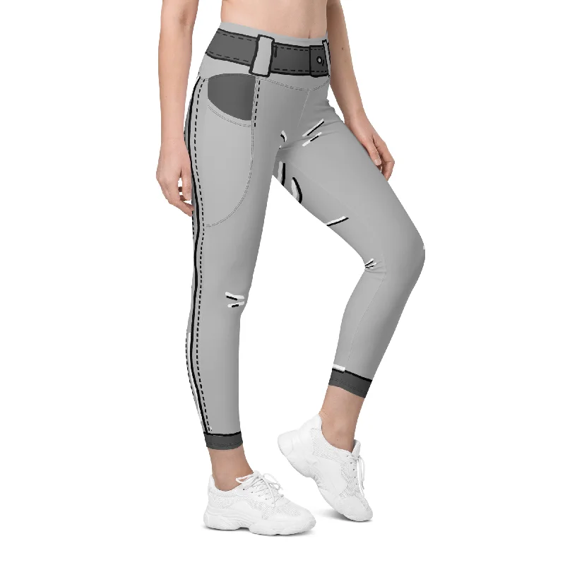 Cartoonized Monochrome Leggings With Pockets Stylish Women's Tropical 