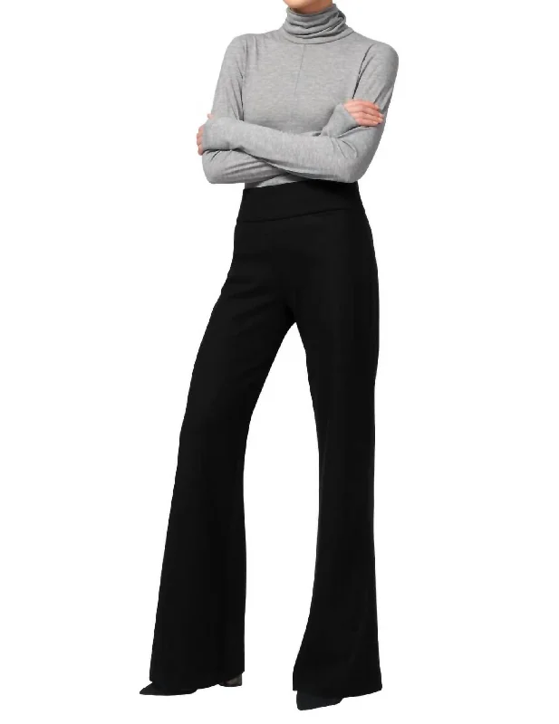 Jersey Wide Leg Pant In Blk Traditional Women's Wool