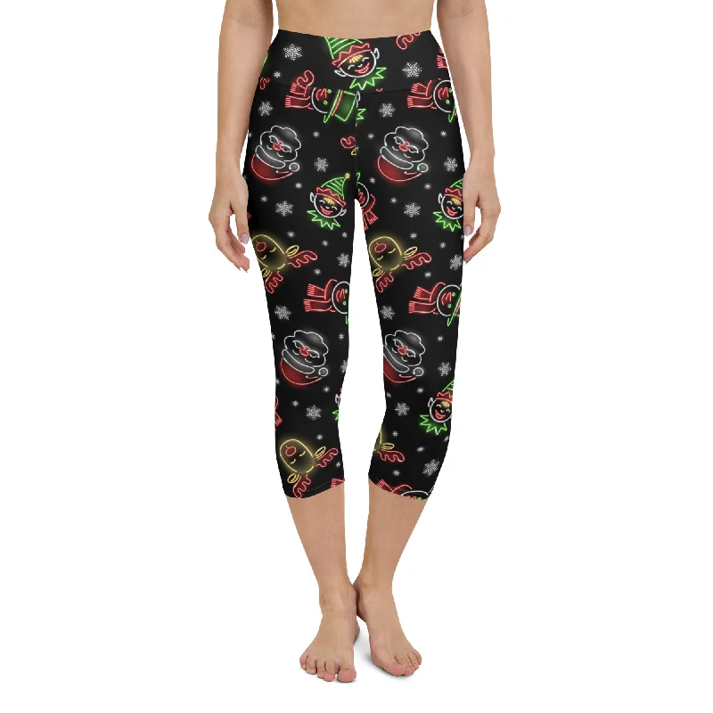 Neon Christmas Yoga Capris Luxurious Women's High -  end