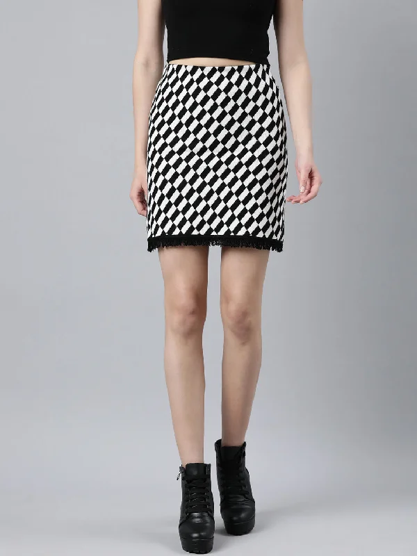 Women Geometric Pencil Black Mini Skirt Athletic Women's 