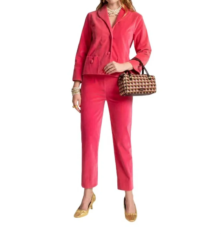 Lucy Ankle Pant In Pink Artistic Women's Hand - painted