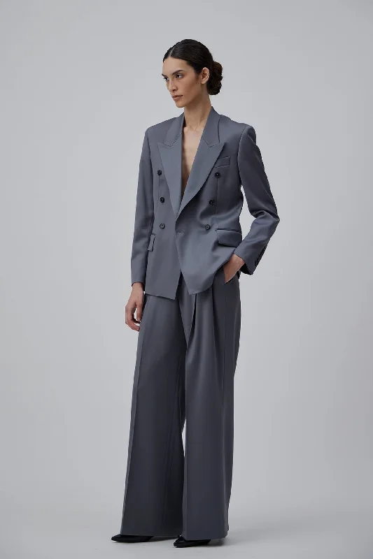 LOSSE FIT WOOL PANTS IN GREY Elegant Women's 