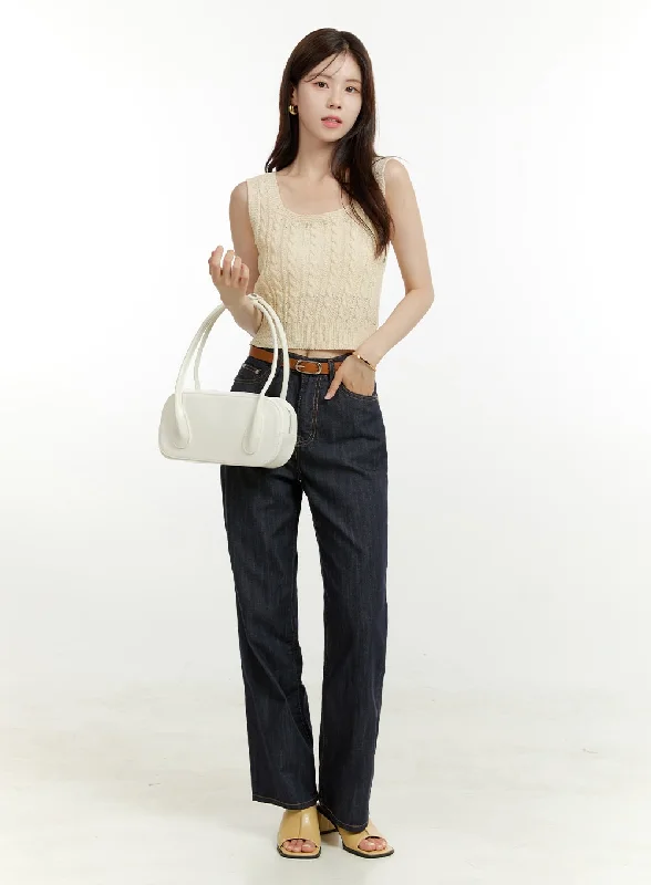 Straight Blue Jeans OU428 Hip Women's Retro