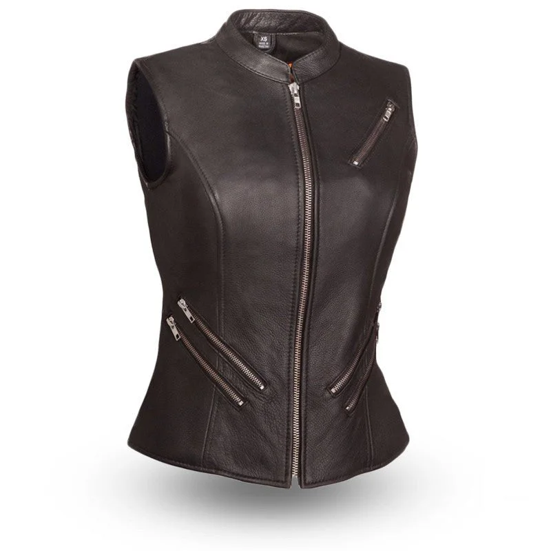Fairmont Women's Motorcycle Leather Vest Trendy Women's Oversized