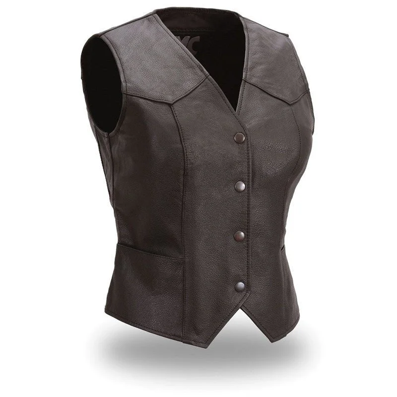 Sweet Sienna Women's Motorcycle Leather Vest Relaxed Women's Beachy