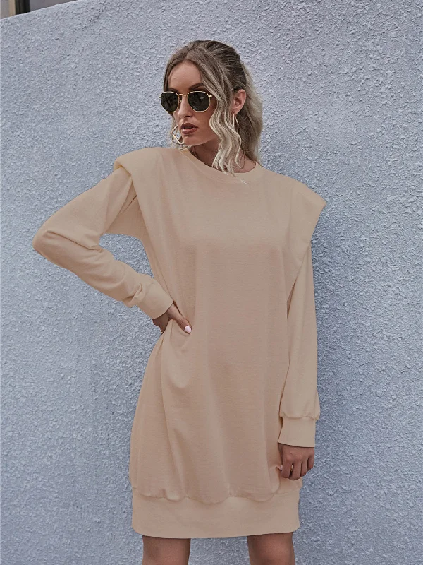 Round Neck Long Sleeve Mini Dress Business