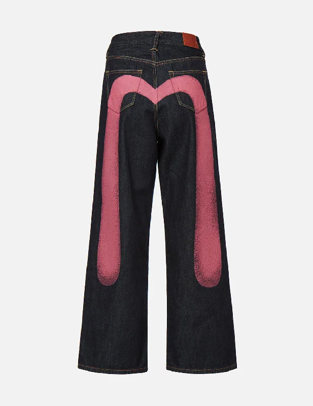 Daicock Print Wide Leg Jeans Sporty Women's Athleisure 