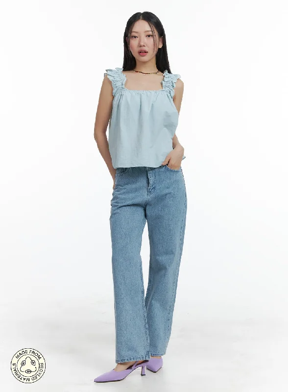 Recycled Washed Jeans OM428 Trendy Women's 
