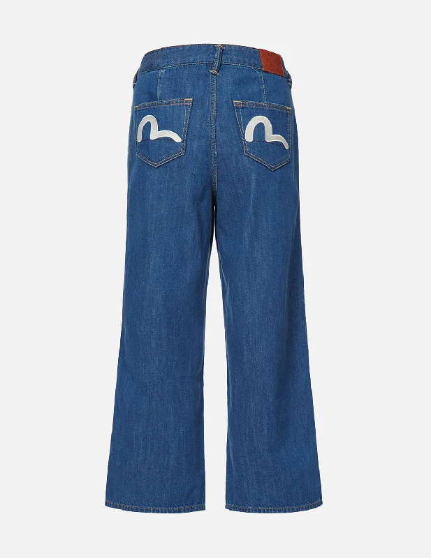 Seagull Embroidered Denim Culottes Feminine Women's Soft 