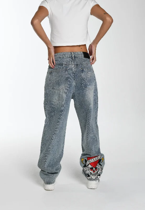 Womens Kill Slowly Relaxed Denim Trousers Jeans - Blue Sharp Women's Italian