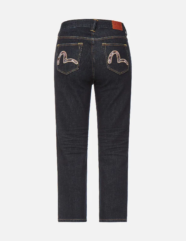 Brocade Seagull Embroidered Straight-cut Jeans performance