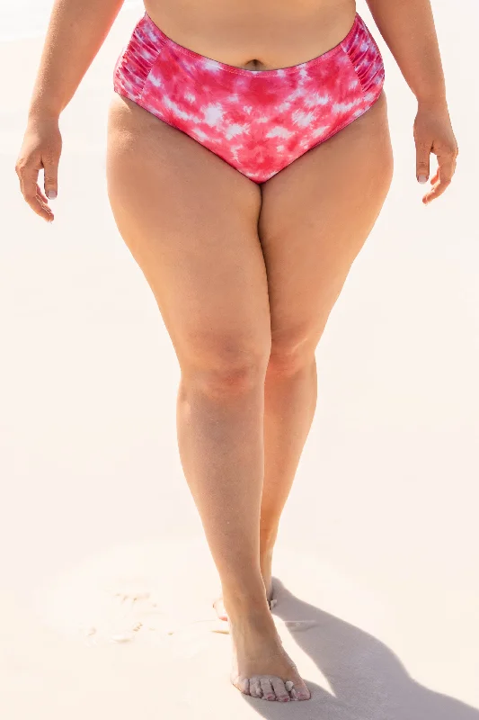 Love Don't Cost A Thing Swim Bottom, Tie Dye Pink Confident Women's High - fashion