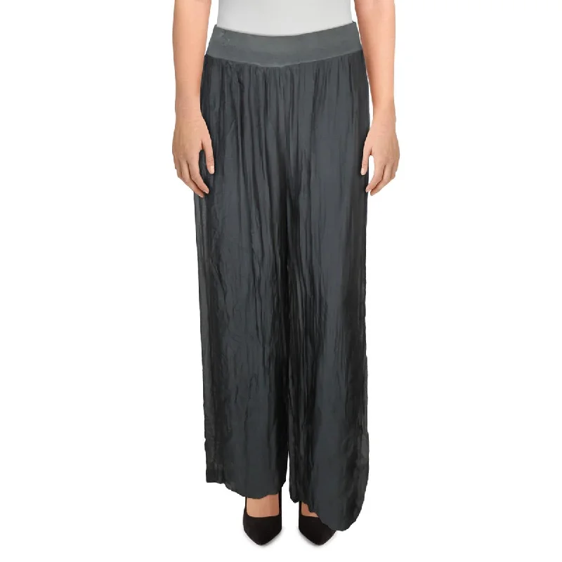 Womens Silk High-Rise Wide Leg Pants Cozy Women's Winter