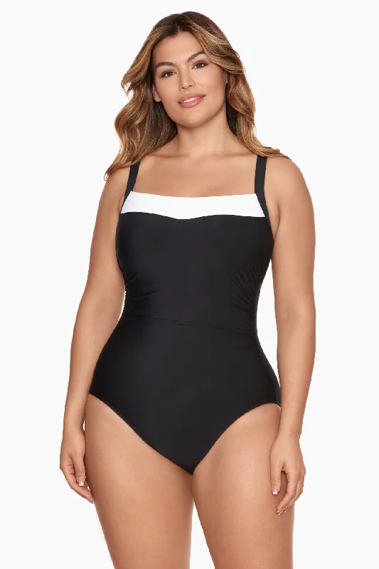 Colorblock Kara One Piece Swimsuit DD-Cup Hip Women's Retro
