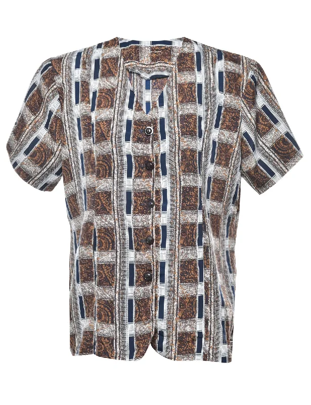 Checked Blouse - L Sophisticated Women's 