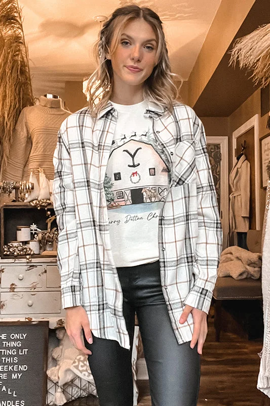 Merry Dutton Christmas Tee Cool Women's Distressed