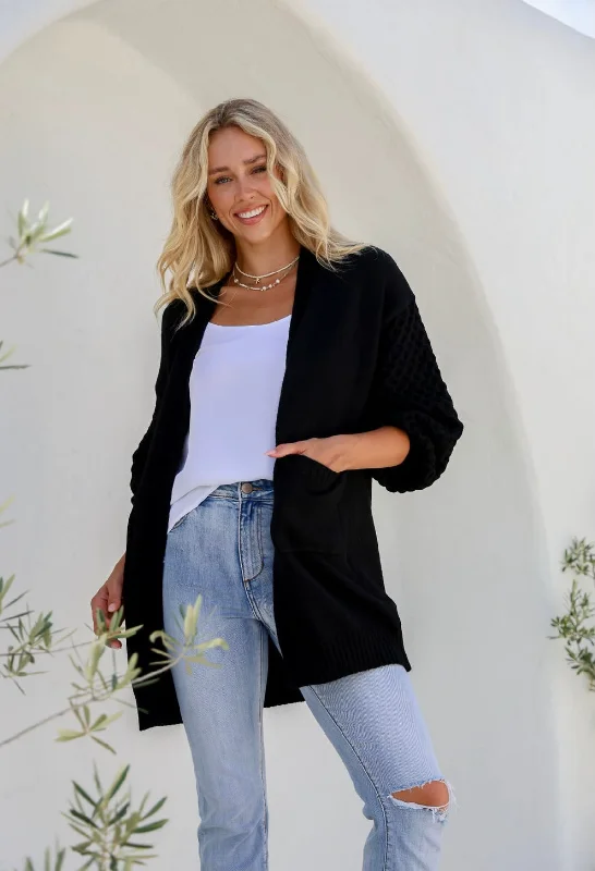 Honeycomb Cardi in Black Trendy Women's Oversized