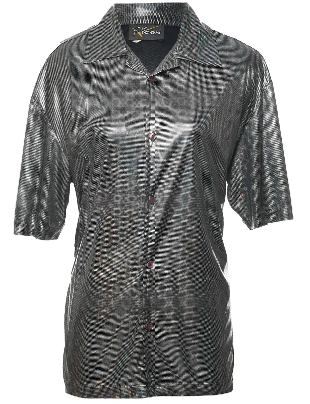 Silver Blouse - M Hip Women's Retro