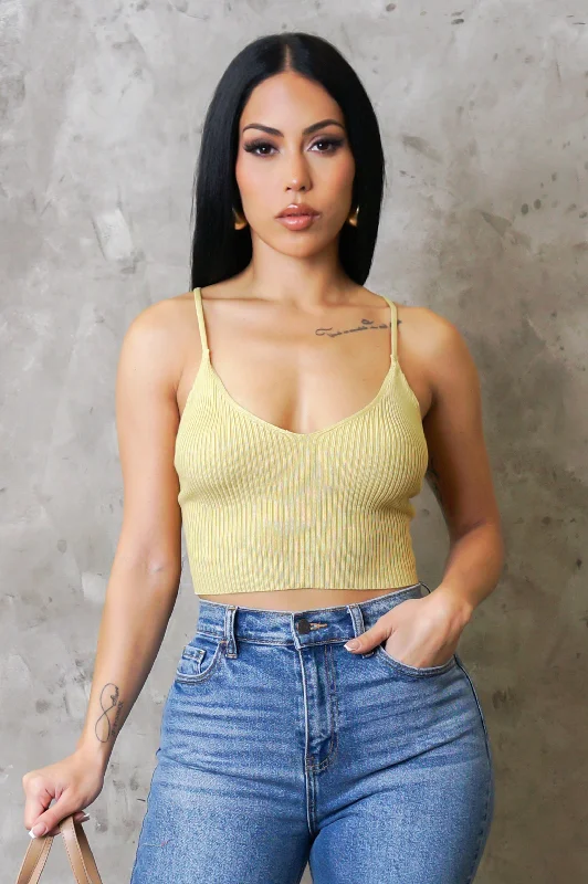 Locked In Crop Top - Yellow Practical Women's Multi - 
