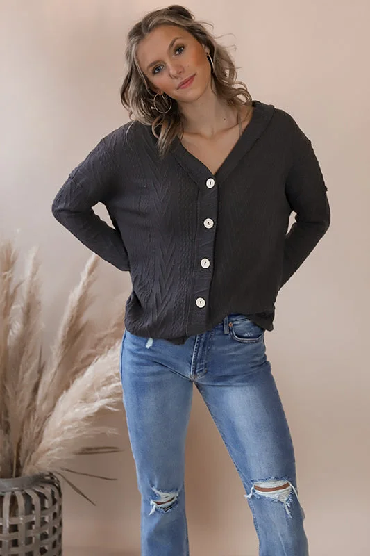 Cookie Charcoal Cardigan Monochromatic All - in - one