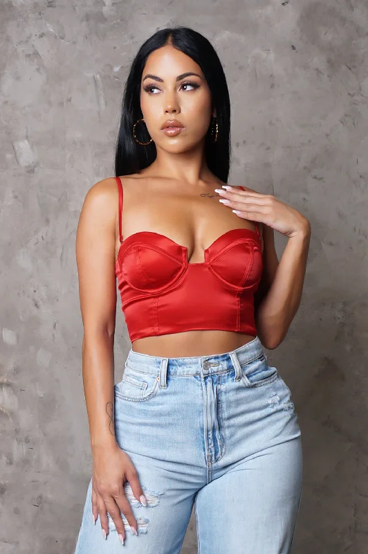 Marlene Corset Crop Top - Red pop Scandinavian