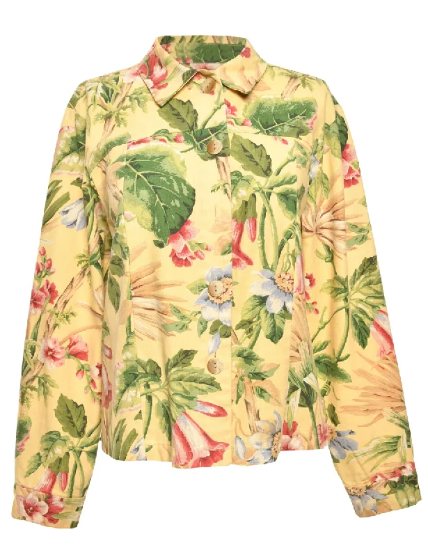 Floral Pattern Jacket - M Minimalist Women's Casual