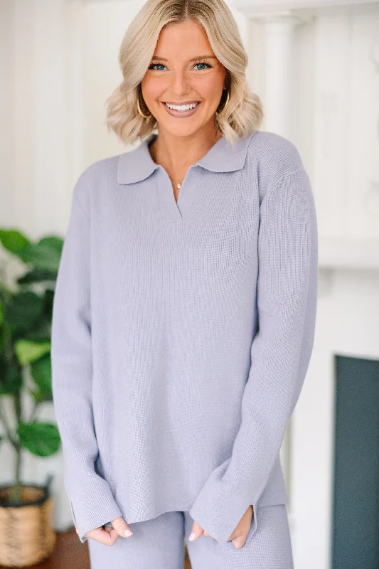 Just An Act Pale Blue Collared Sweater Edgy Women's Punk