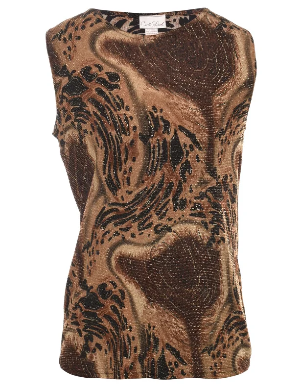 1990s Leopard Print Evening Top - S Sporty Women's Tennis