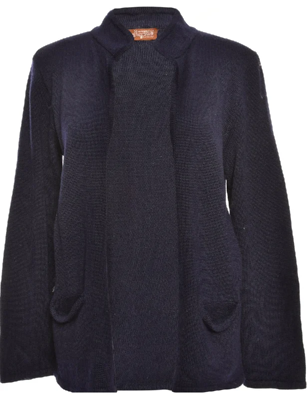 Navy Cardigan - M Vintage Women's 1970S 