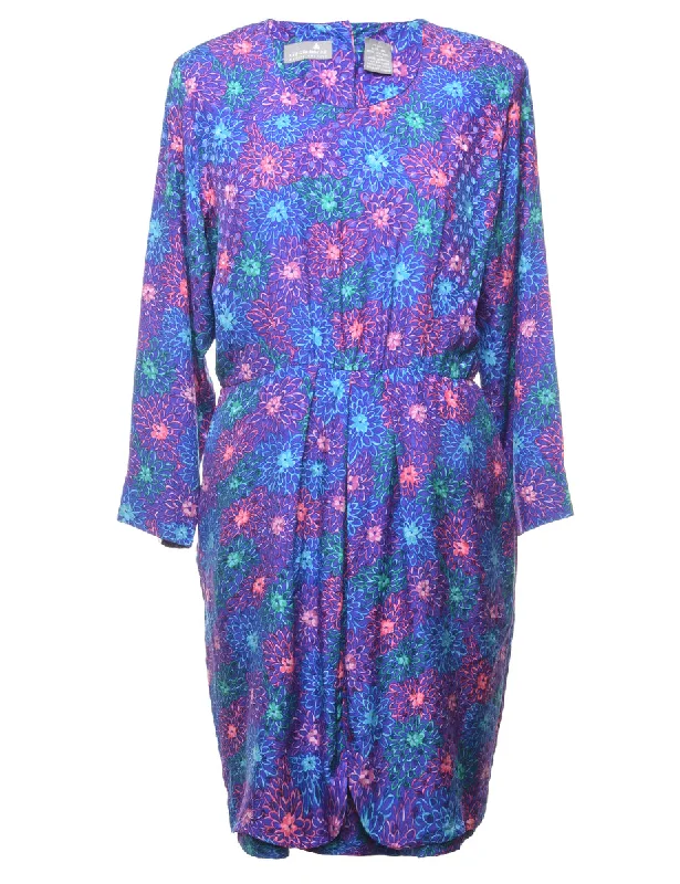 100% Silk Floral Dress - L Minimalist Women's Casual