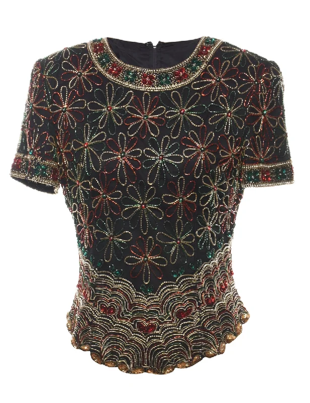 Beaded Party Top - M Earthy Women's 