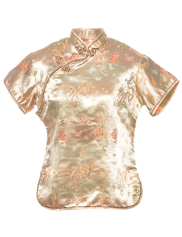 Jacquard  Evening Top - M Polished Women's Silk